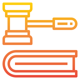 Icon representing court trial hummer over a book symbolizing inheritance law in the UAE
