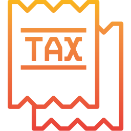 Icon representing paper sheets with word Tax written on them